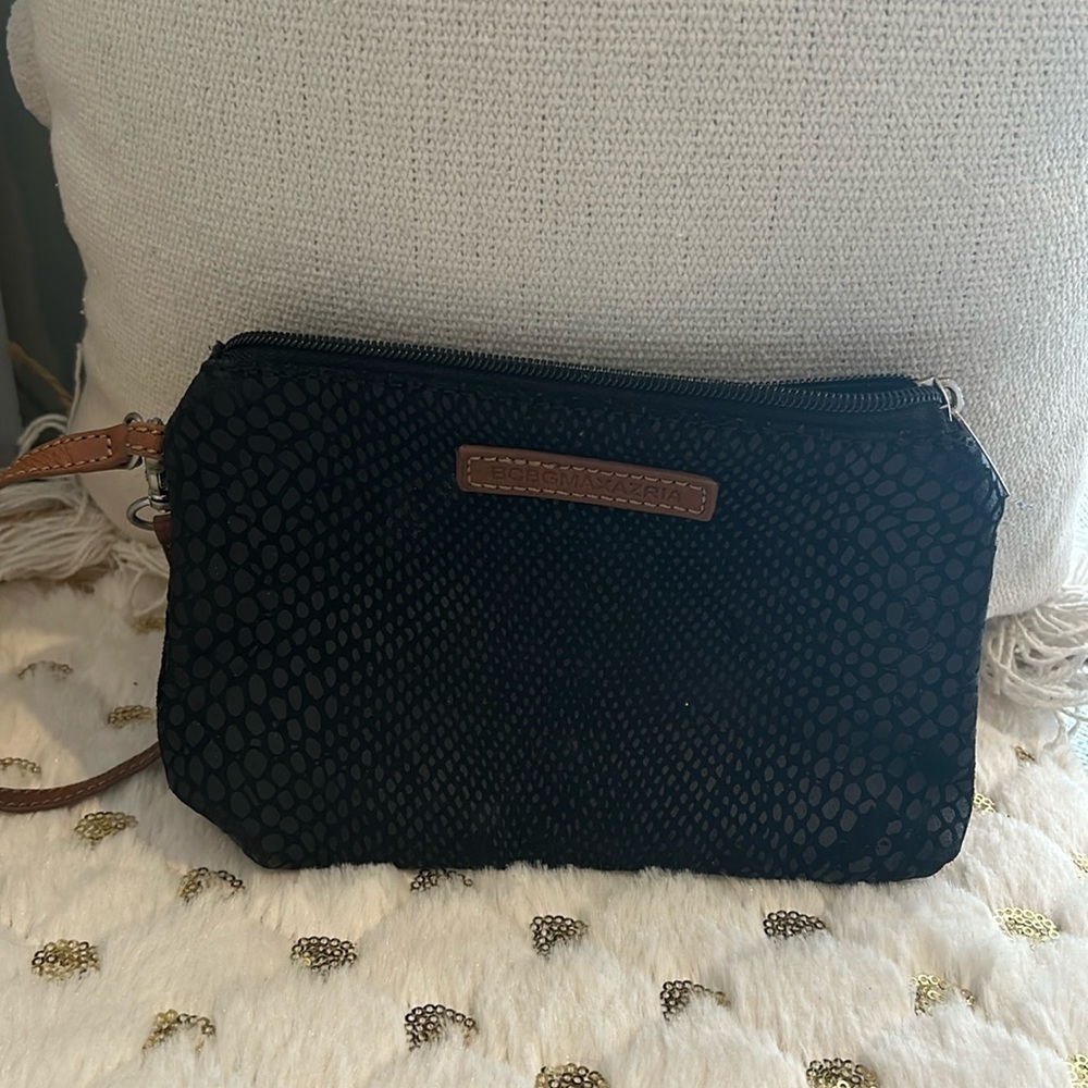 💥2/$10 BCBGMAXAZRIA Black Suede Small wristlet preowned